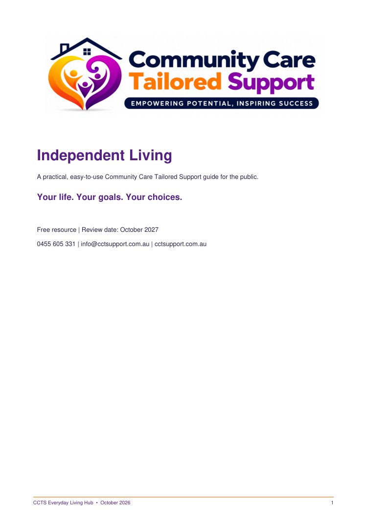 First page of Independent Living Guide